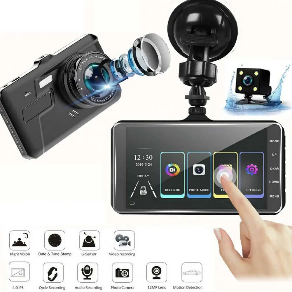 

4 Inch Dash Cam 1080P G-sensor 12V Car DVR Car Camera Dashcam Wide Angle Video Recorder Rear Camera Night Vision Car monitor