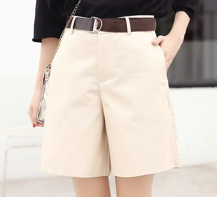 Tide Vogue Pop Tide модные красивые однотонные повседневные женские шорты с карманами и высокой талией Летние шикарные повседневные шорты с ремнем на молнии