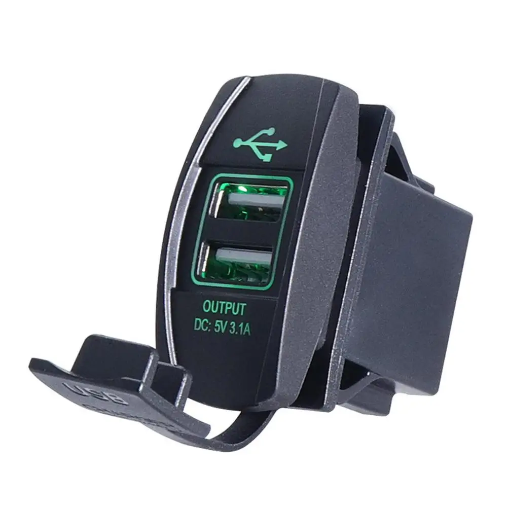Автомобильный Универсальный 5V 3.1A двойной USB адаптер питания розетка зарядное устройство со светодиодный светильник для мобильного телефона планшета навигатора - Название цвета: Green