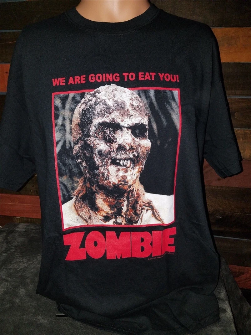 Zombie Lucio Fulci Two Sided Black T-Shirt We Are Going To Eat You Cool Tops Tee Shirt |