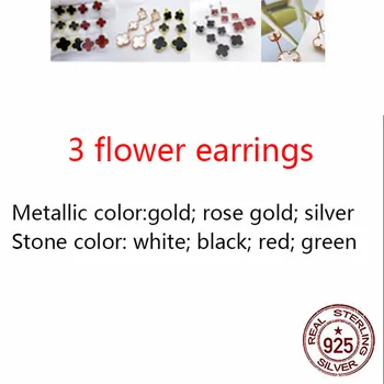 

S925 sterling silver earrings simple personality fashion style hypoallergenic three-flower four-leaf clover shape to give gift