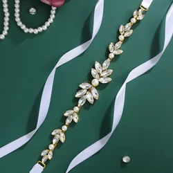 MissRDress Rhinestone Belts Austrian Crystal Pearls Wedding Belts & Sashes for Dress Jewelry Accessories Bridal Women Sash