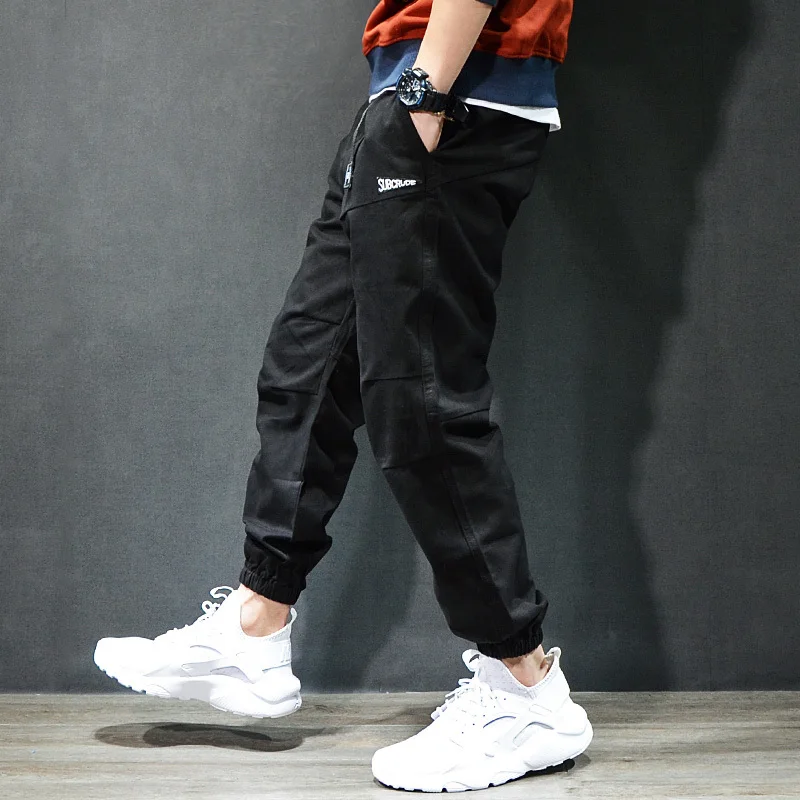 Модные уличные мужские джинсы повседневные для отдыха Jogger брюки, расцветка черная и хаки винтажные классические брюки карго мужские хип хоп джинсы Homme