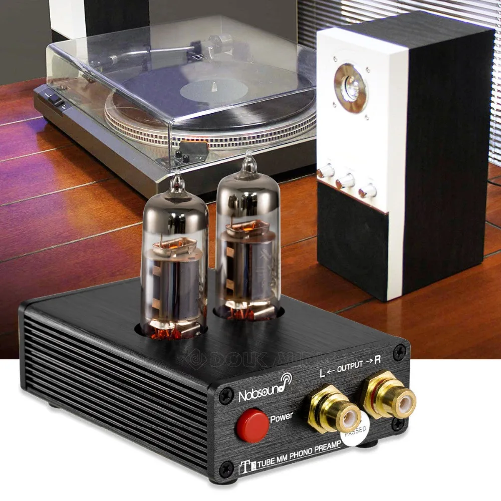 Douk Audio T2 Mini MM Vacuum Tube Phono Stage Best Preamp for Record Player Turntable Amplifier