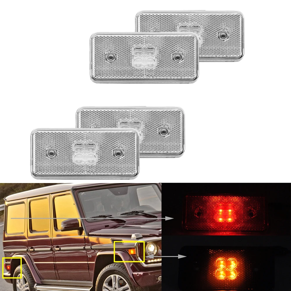 2 шт. x передний и 2 pcsxзадний Светодиодный Боковой габаритный фонарь для Mercedes Benz G-Class G500 G550 G55 G63 2002