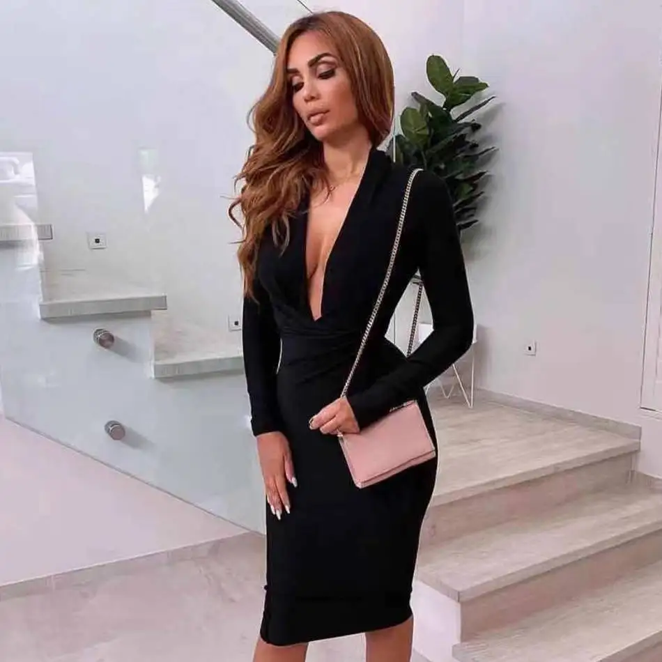 Seamyla-2019-New-Bandage-Dress-Women-Long-Sleeve-Sexy-V-Neck-Celebrity-Evening-Party-Dresses-Bodycon (2)