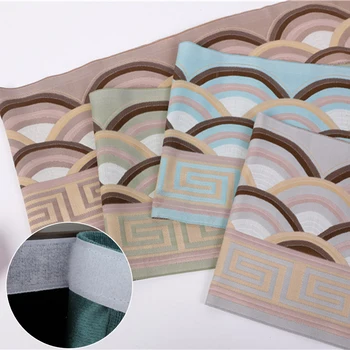 

Geometry Pattern Roman Valance Curtain Chenille Blue/Grey/Green Window Velcro Valance European Curtain Swags Decorative #VT