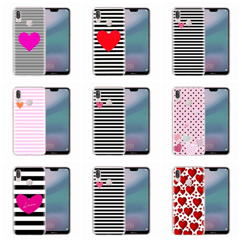 Soft Case For Huawei Honor 7A 8A 8X 8C 9 10 Mate 20 P Smart P10 Lite Nova 3 TPU Pink heart Cover D082 |