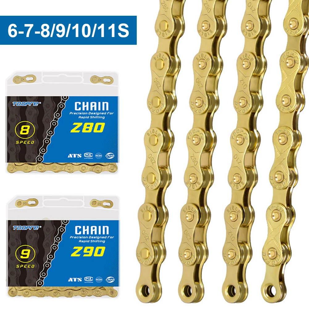 Gold Bike Chain 6 7 8 9 10 11 Speed Mountain Bike Chain 116 Links MTB