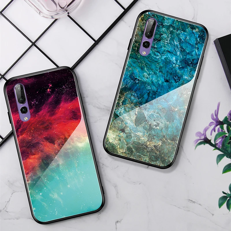 Для samsung Galaxy A70 A60 A50 A40 A30 A20 A10 чехол жесткий цветной градиентный стеклянный чехол для samsung A10E A20E Мягкий край funda