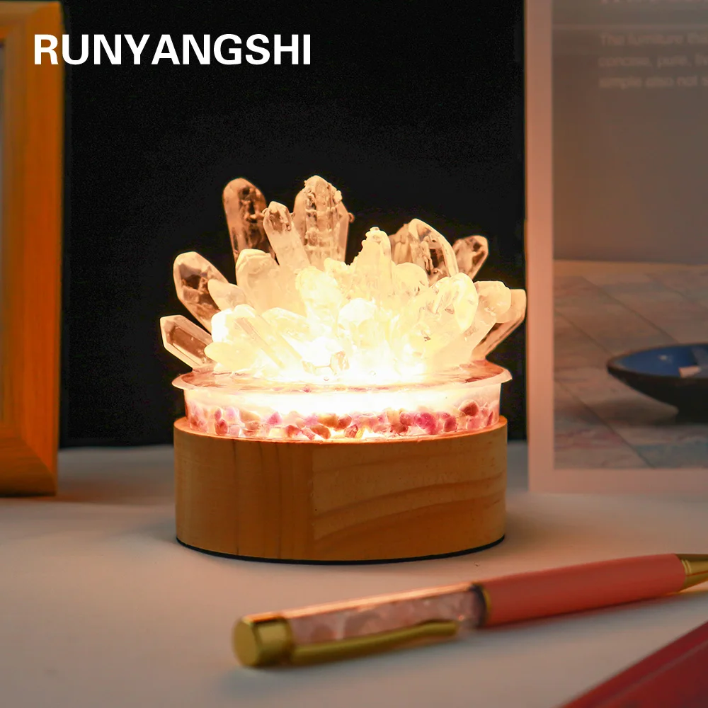 Натуральный прозрачный кварцевый кристалл одноточечный DIY хрустальная лампа