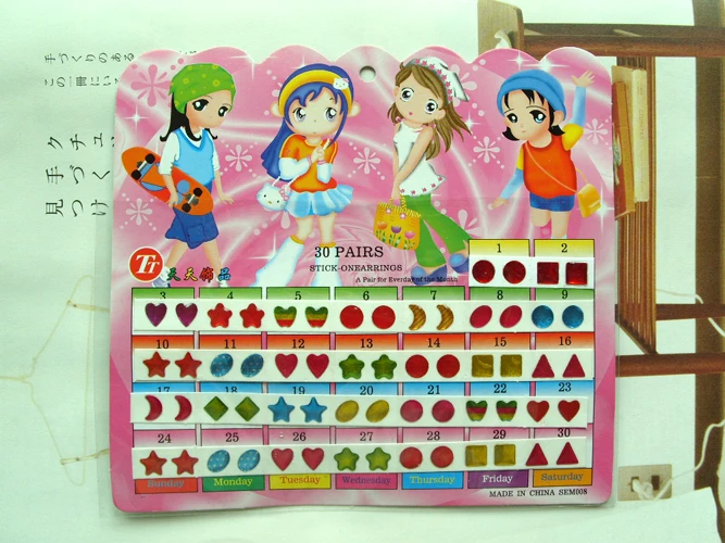 

60Pcs/sheet Lovely Children Boys Girls Stickers Earring Cartoon Reward Crystal Stickers Ear Stickers Kindergarten Face Stickers