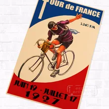 Francia bicicleta maratón 1927 Vintage Retro Kraft afiche decorativo DIY pegatinas de pared hogar Bar arte decoración de carteles regalo