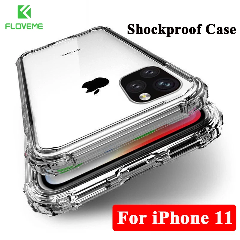 Чехол Floveme для iPhone 11 Pro Max противоударный бампер Прозрачная силиконовая задняя