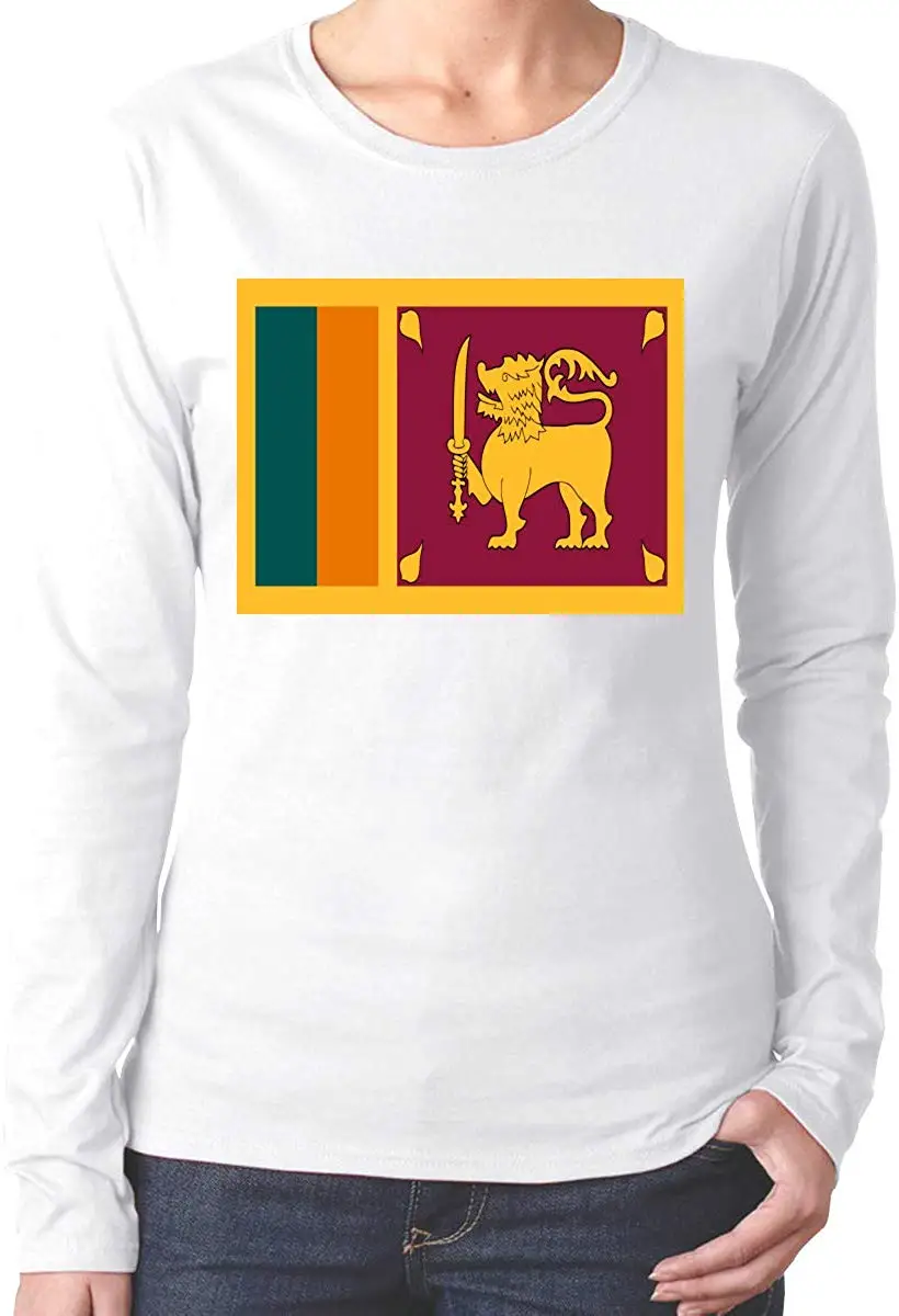 Sri Lanka Flag Women's Long Sleeve TFGHFG Shirt Cotton Crew Neck Tee |