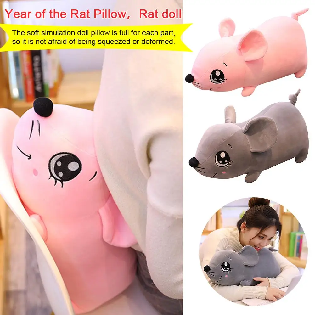 Plush Mouse Doll Pillow Child Plush Cartoon Mouse Pillow Chinese Rat Year Mascot Plush Doll Home Home Textile Pillow
