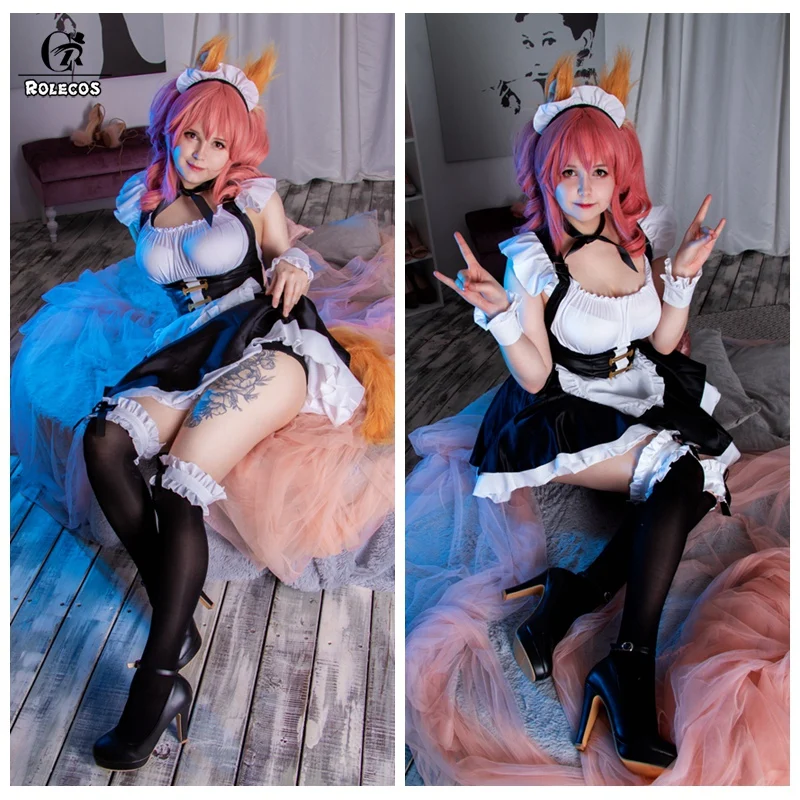 ROLECOS FGO Косплэй костюм Tamamo без Mae горничной платье Fate/EXTRA Хэллоуин Вечеринка полный