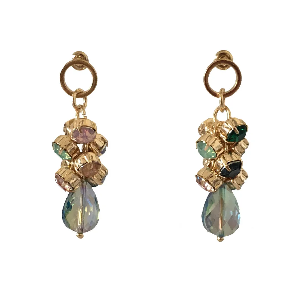Pretty Gold color Mint tone Jewel Stone hanging Tree Dangle Earrings for Women Party Gift
