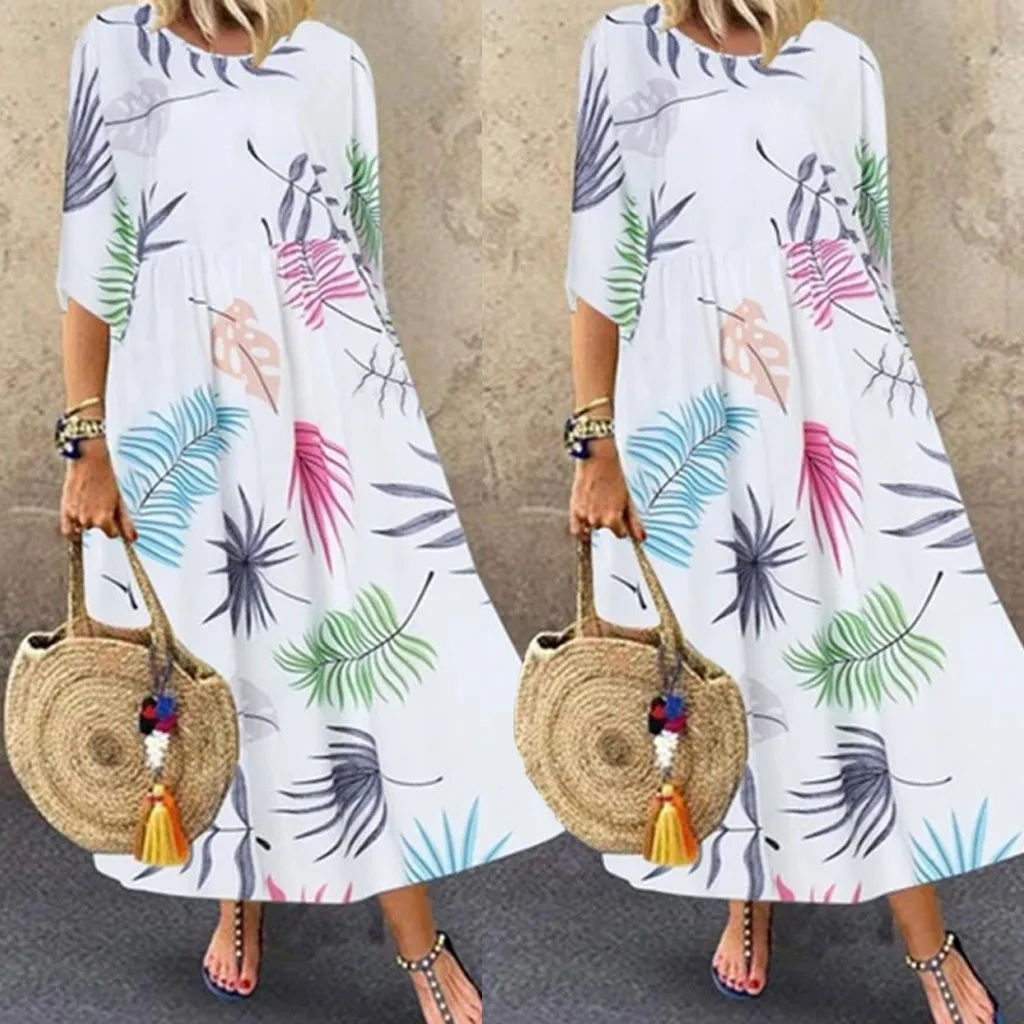 Женское летнее платье макси винтажное Элегантное Длинное с коротким рукавом и