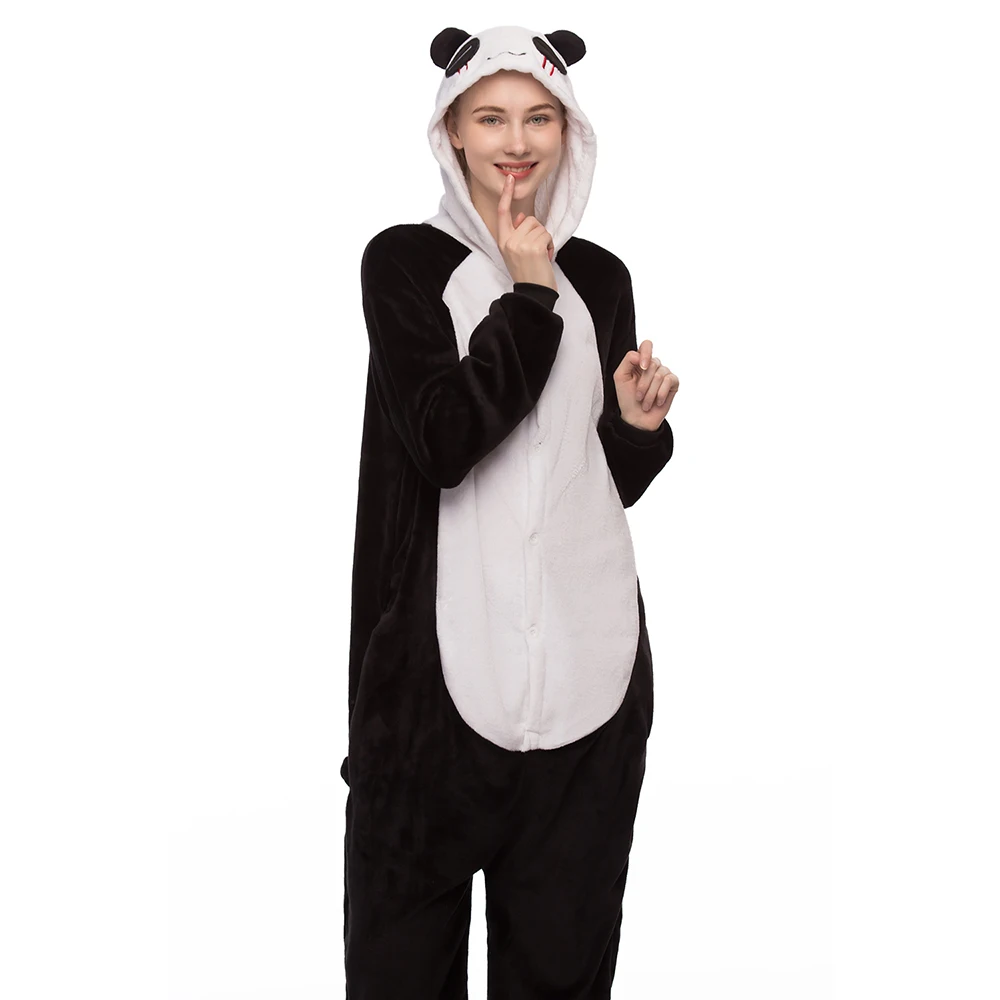 Панда пижамы комбинезоны для взрослых женщин пижамы животных Пижама зимняя одежда для сна цельный комбинезон для взрослых ночные костюмы