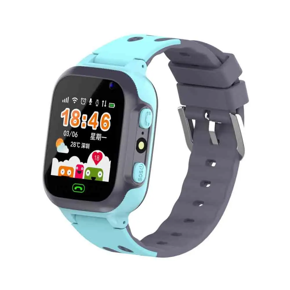 Синий Детские Водонепроницаемые Смарт-часы SOS Antil-lost Smartwatch Детские 2G sim-карты часы трекер местоположения вызова Smartwatch PK Q50 Q90 Q528 - Цвет: Синий