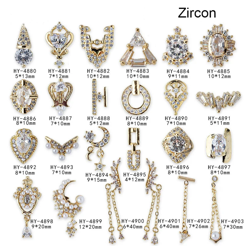 10pcs/lot, 3d Nail Art Alloy Decorations With Zircon Rhinestones,Diamonds,on Nails Salon Supplies