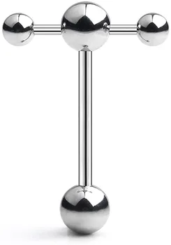 

T Shape Top Straight Barbell Tongue Ring Piercing 14G