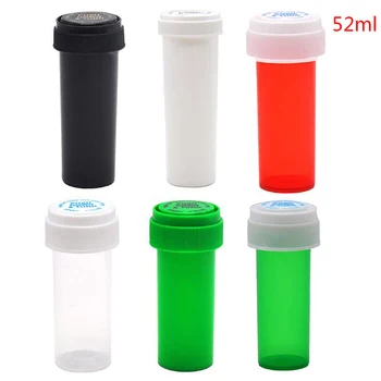 

1pcs 52ml Travel Pill Case Plastic Push Down Turn Vial Container Weed Storage Stash Jar Pill Bottle Case Herb Box Random Colors