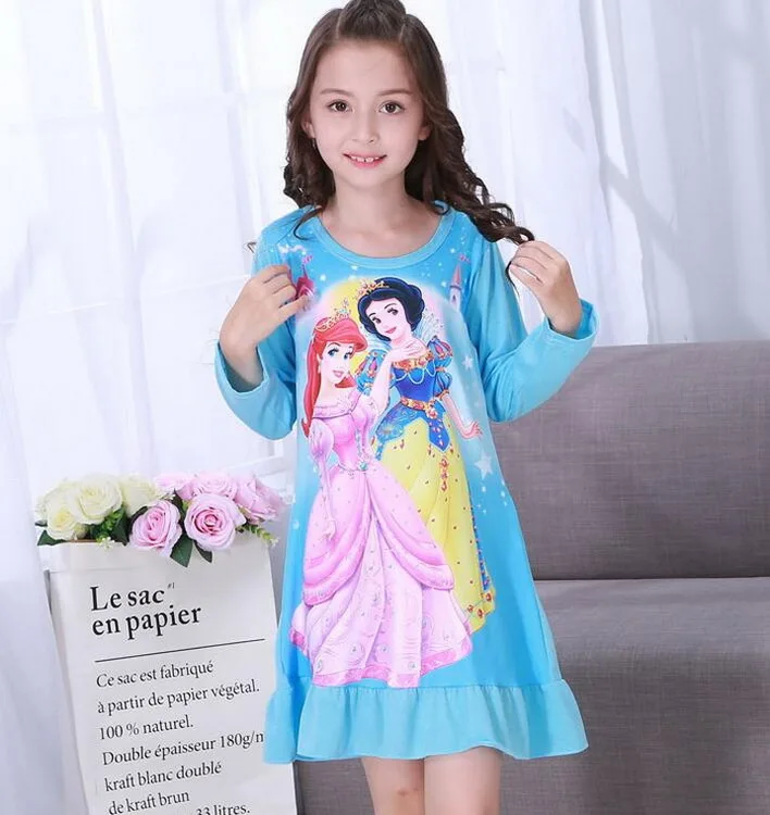 Весенняя детская ночная рубашка; весенне-осенняя одежда для сна для девочек; платья принцессы с героями мультфильмов; детская одежда для дома; детская одежда для сна с длинными рукавами для отдыха - Цвет: style 2