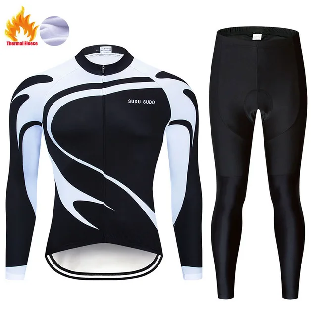 fleece set 6 Зимний термальный флисовый комплект для велоспорта, одежда для горного велосипеда, одежда для велоспорта, комплект для велоспорта, Майо Ropa Ciclismo Invierno - Цвет: fleece set 6