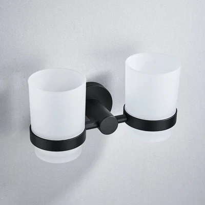tooth brush holders Черный набор аксессуаров для ванной комнаты, держатель для бумаги, полотенцесушитель, держатель для туалетной щетки, вешалка для полотенец для ванной набор оборудования 304 из нержавеющей стали - Цвет: tooth brush holders
