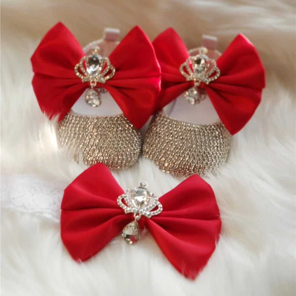 Cut Price Princess Shoes First-Walkers Rhinestones Infant Baby-Girls Bling Ribbon Bowknot Custom pRdAjXbwM