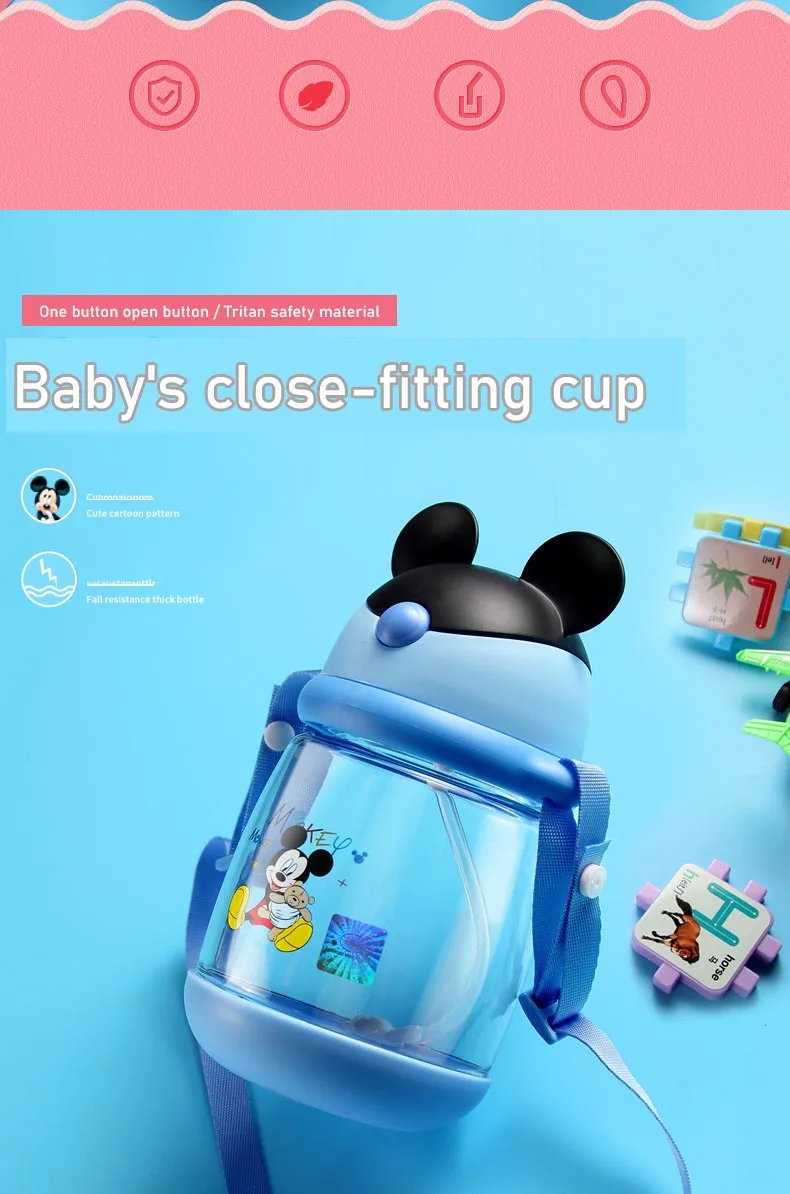 Disney Baby Cup чашка для кормления чашка Дисней кружка герметичная copo детская бутылка для воды Микки Маус детская чашка на бретелях чашка