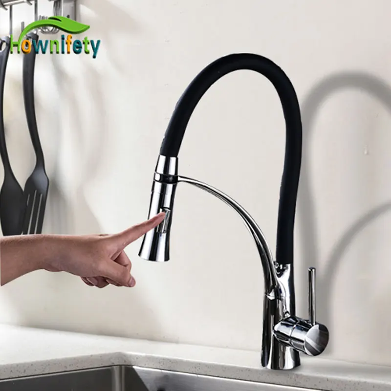 Yadianna Black Chrome Finish Sprayer Nozzle Cold Hot Water Mixer Faucet