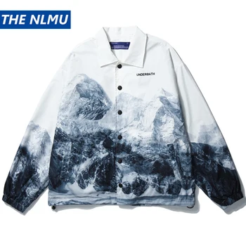 

Snow Mountain Print Jackets Men Hip Hop Streetwear Casual Coats 2020 Autumn Harajuku Jacket Windbreaker Men Tops WY113