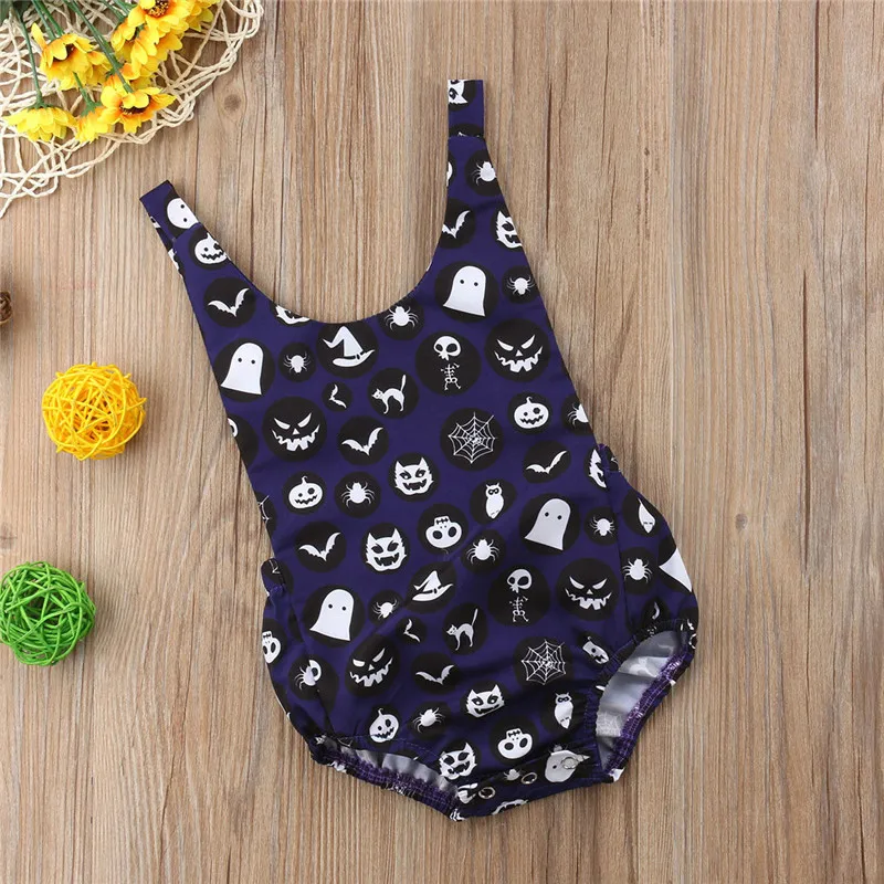 Halloween Infant Letter Printed Romper+ Trousers+ Bowknot Headband+ Hat 4Pcs Set Holiday Costume
