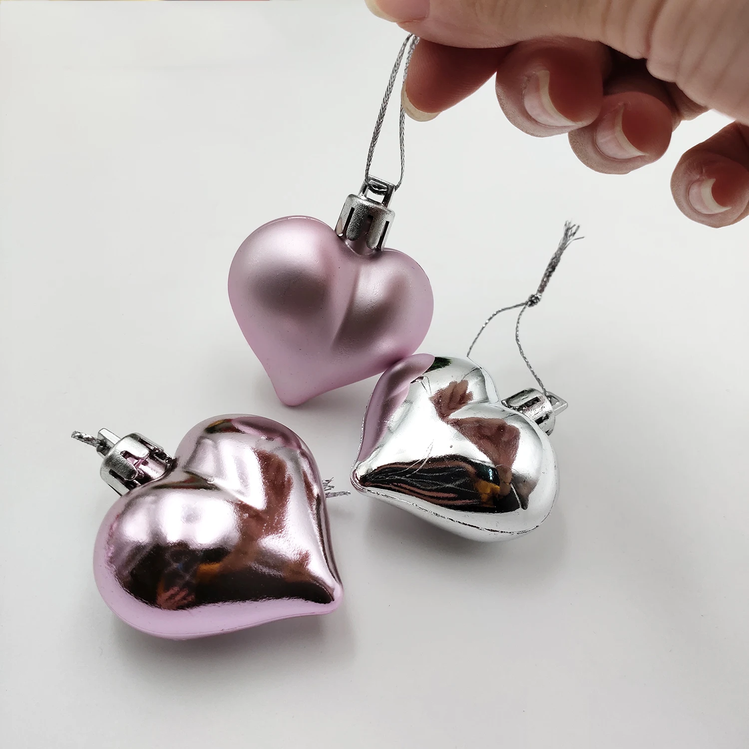 Christmas Decorations 6PCS Heart Pendant Ball Christmas Tree XMAS Party Ornaments For Home Living Room New Year Decor