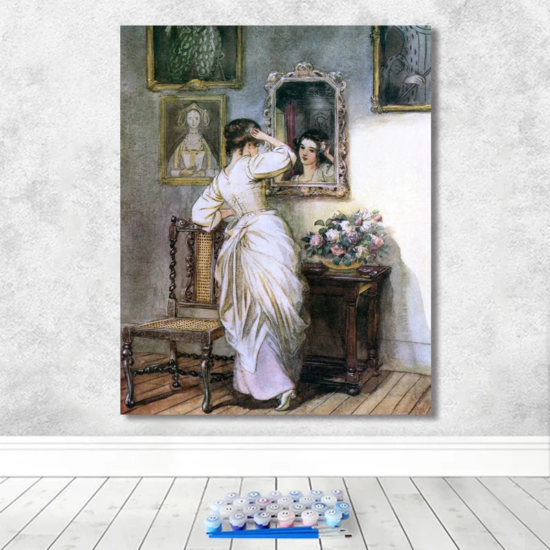 Картина по номерам художественная краска по номерам нарисованная вручную средневековая женская домашняя стена коридор декоративная живопись - Цвет: 53044