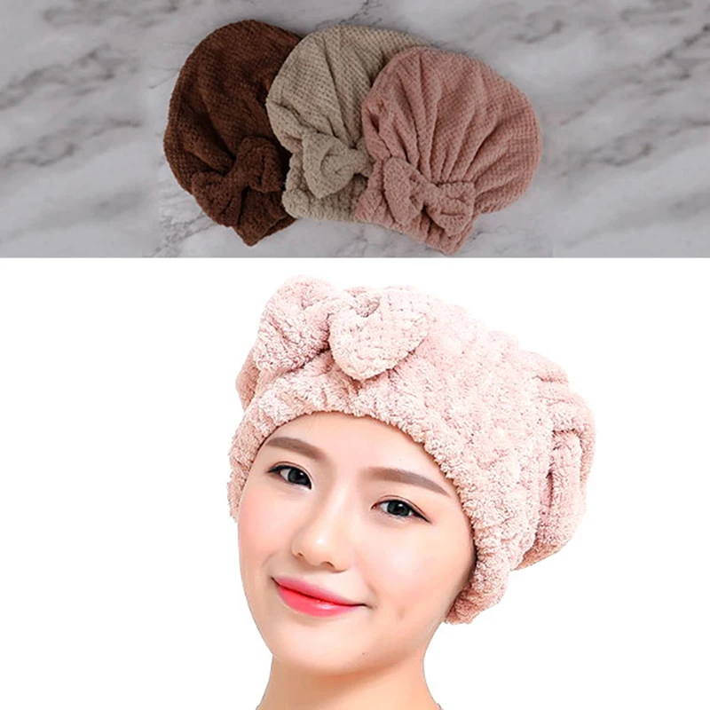 1Pcs Cartoon Coral Fleece Hair Turban Quickly Dry Hair Hat Wrapped Towel Bathing Cap