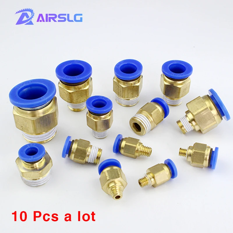 

BSPT PC6 -01 PC6 -02 PC8 -02 PC4 -M5 PC10 -02 Air Connectors Male Hose Fittings Straight Push In Fittings pneumatic connector