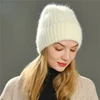 Female Cashmere Blend Winter Hat Long Fur Warm Soft Wool Knitted Hats Women Skullies Beanies Wholesale ► Photo 2/6