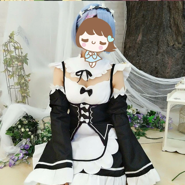 Anime Re: Zero kara Hajimeru Isekai Seikatsu Rem Ram Cosplay Costume Maid  Dress