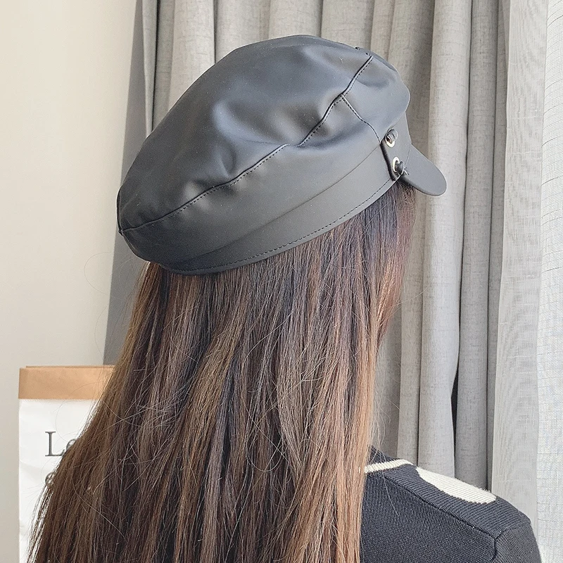 COKK, осенне-зимняя военная шапка, женский Британский берет, новинка, Ретро стиль, армейская шапка, плоский верх, винтажная Черная шапка для женщин, модная новинка