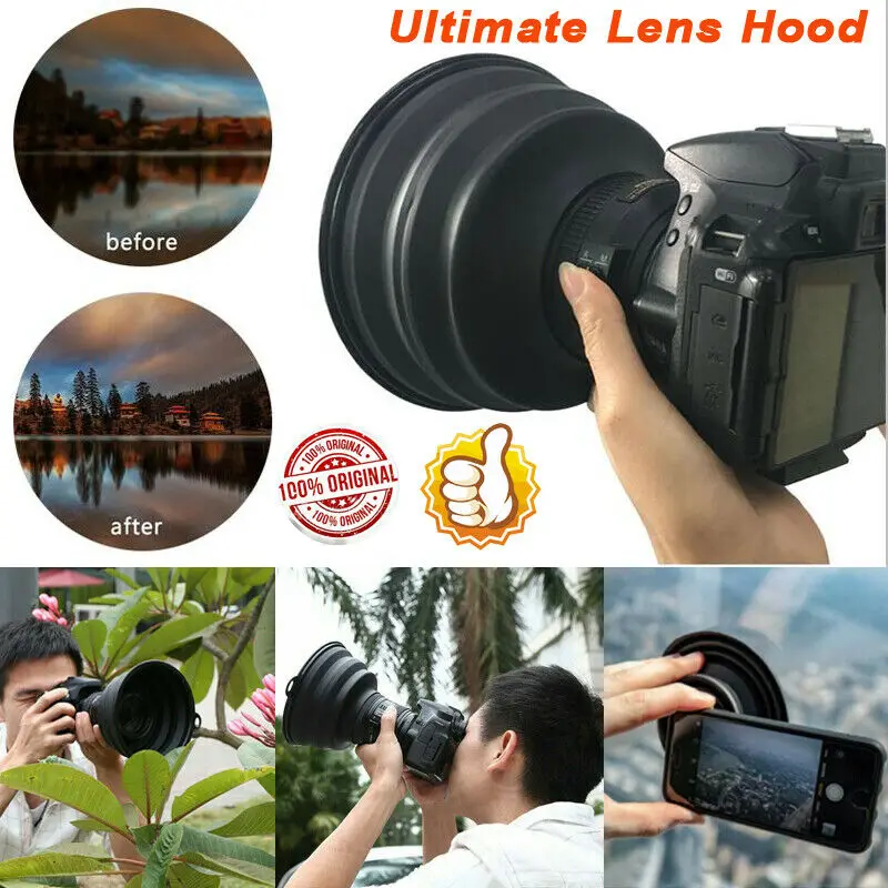 

Flexible Telescopic Lens Hood - Removing Glare By Day And Reflections By Night