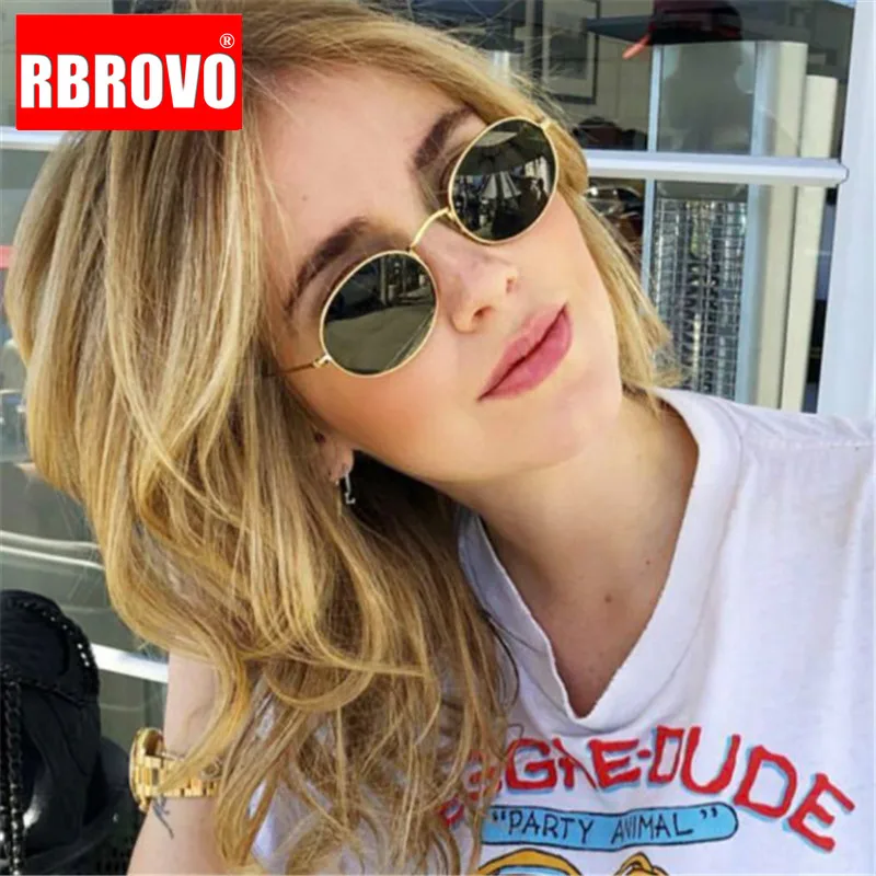 Мужские и женские овальные очки RBROVO Роскошные Металлические солнцезащитные