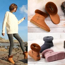 Г., теплые зимние ботинки на меху женские ботинки высокого качества из коровьей кожи с кроличьим мехом Bota Feminina Zapatos De Mujer