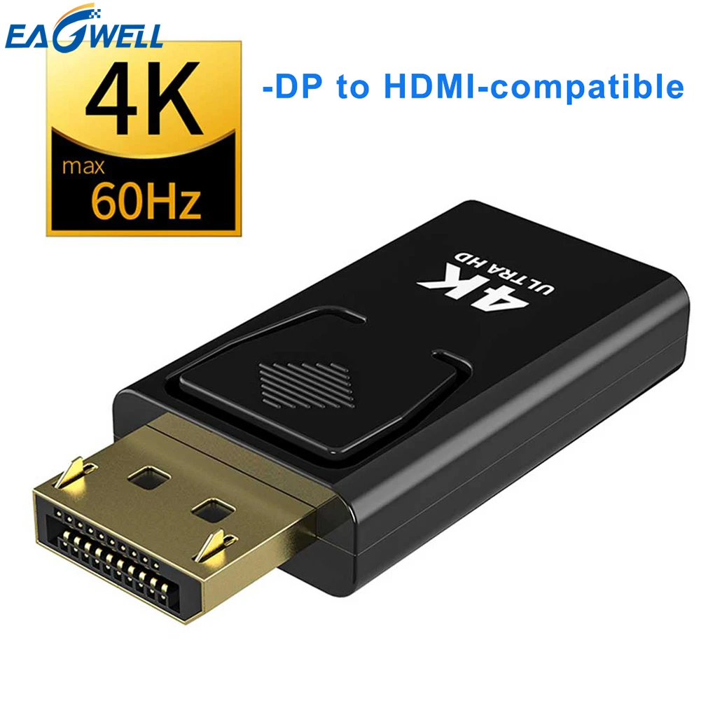 Переходник типа штекер-гнездо с DP на HDMI максимально 4K 60 Гц адаптер Displayport для