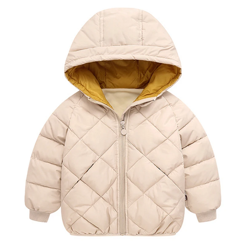 Beige Пальто для маленьких девочек; модная детская куртка для мальчиков; коллекция года; зимнее пальто для малышей; детская теплая верхняя одежда с капюшоном; куртка для новорожденных; Одежда для младенцев - Цвет: Beige