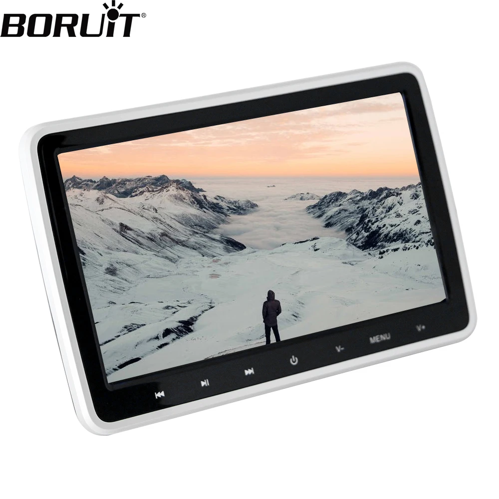 

BORUiT 10.1 inch Car LCD Pillow Headrest Monitor ack Seat Multimedia Player MP4 MP5 Mirror HDMI Input Port with Remote Control