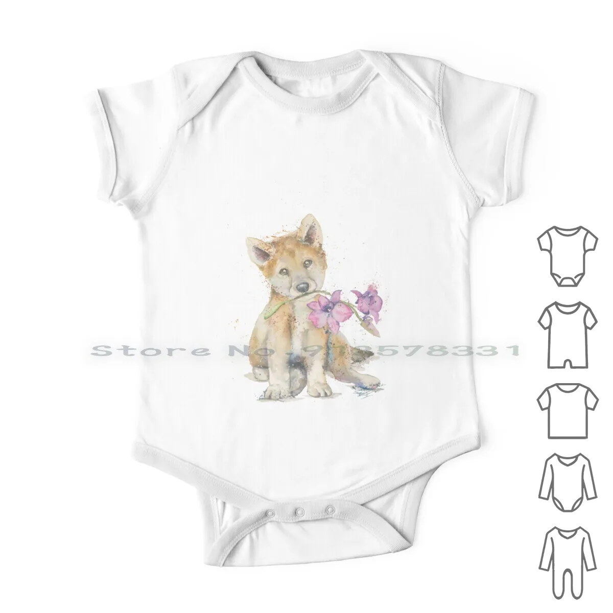 

Australian Dingo With Native Flower Newborn Baby Clothes Rompers Cotton Jumpsuits Dingo Cute Flower Australian Native Outback